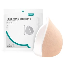 Dimora Heel Foam Dressing, Non-Adhesive Hydrophilic Pads, Highly Absorbent 5.5 x 4 in Pack of 5 Waterproof Dressing for Wound Care