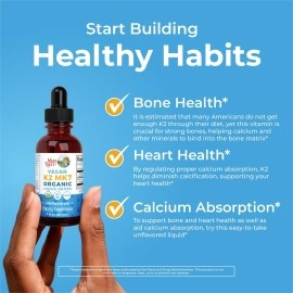 MaryRuth Organics USDA Vitamin K2 MCT Liquid Drops for Adults & Kids | 100 mcg K2 MK7 per serving + MCT Oil | Vegan K2 Vitamin for Bone Health, Heart Health, Calcium Absorption | 1oz