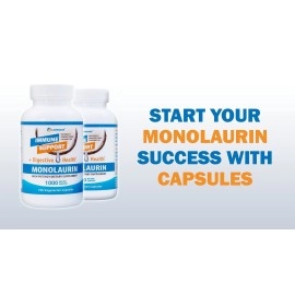 Lauricare High Potency Monolaurin Capsules- 1000mg Per Serving- 100 Count