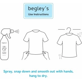 Begley\'s 3-in-1 Wrinkle Remover, Quick Fix Wrinkle Release, Static Cling Remover, Odor Eliminator and Fabric Refresher Spray - Plant-Derived, USDA Certified Biobased - Fragrance-Free, 3 oz Travel Size