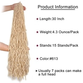 Leeven 30 Inch Blonde Natural Butterfly Soft Locs Distressed New Faux Locs Crochet Braids Hair 1 Pack Pre Looped Long Goddess Locs Curly Afro Roots Synthetic Hair Extensions for Women 15 Strands 613