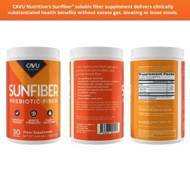 CAVU NUTRITION Gentle Prebiotic Fiber Supplement | Promotes Comfortable Digestion & Regularity* | Intestinal & Colon Health* | Healthy Blood Sugar Levels* | Weight Management*, 30 Servings (7.4 oz)