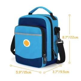 CURMIO EpiPen Carrying Case, Insulated Medicine Bag for Epi Pens, Auvi-Q, Asthma Inhaler, Spacer, Blue (Bag Only, Patented Design)