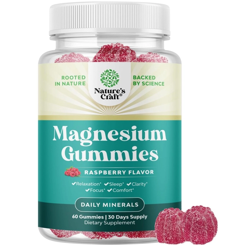 Natures Craft Potent Chewable Magnesium Citrate Gummies - Calming Magnesium Gummies for Women and Men for Sleep Support Restless Legs Cramps and Muscle Health - Tasty Non GMO Vegan Gummy Vitamin