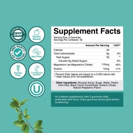 Natures Craft Potent Chewable Magnesium Citrate Gummies - Calming Magnesium Gummies for Women and Men for Sleep Support Restless Legs Cramps and Muscle Health - Tasty Non GMO Vegan Gummy Vitamin