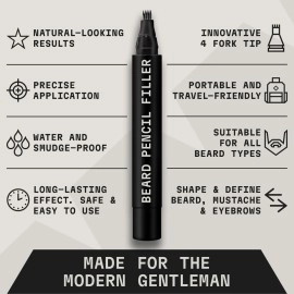 Striking Viking 2 Pack Beard Pencil Filler for Men With 4 Tips - Updated Filling Pen Kit With Brush, Long Lasting Waterproof Pen - Fill, Shape, & Define Your Beard - (Black)