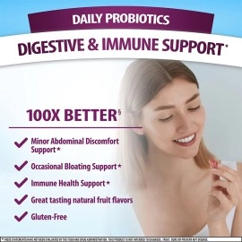 Digestive Advantage Probiotic Gummies for Digestive Health, Daily Probiotics for Women & Men, Support for Occasional Bloating, Minor Abdominal Discomfort & Gut Health, 2x90ct Bottles Superfruit
