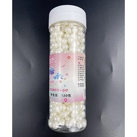 Sprinkles Pearl Sugar 7mm Candy 120g/ 4.2oz Baking Edible Cake Decorations Cupcake Toppers Cookie Decorating Ice Cream Toppings Celebrations Shaker Jar Wedding Shower Party Christmas Supplies White