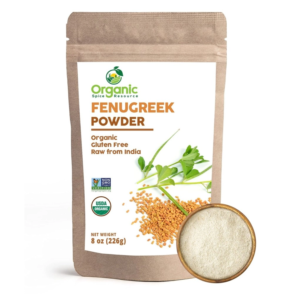 Organic Spice Resource Fenugreek Powder | 8 oz (226g) | Lab d for Purity | Resealable Kraft Bag, USDA s and Non-GMO Verified Project Approved, 100% Raw from India, by SHOPOSR (Powders, 8 Ounce)