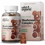 Wild & Organic Mushroom Gummies - Reishi, Chaga, Cordyceps, Maitake, Lion\'s Mane, Turkey Tail, Mesima, Shiitake, Agarikon, Oyster Blend - Brain Booster & Immune Support Supplement, 60 Chews per Bottle