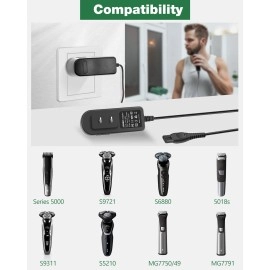 JOVNO HQ8505 Replacement Phi Lips Nore lco Charger Cord Fit for 2300 3500 7000 5000 3000 Series mg5750 mg7750 Electric Shaver Razor, Aquatec Arcitec Multigroom Beard Trimmer
