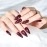 iMABC 24pcs Dark Burgundy Press On Fake Nails Medium Long Stiletto Sharp Pointed False Nail Tips Glossy Full Cover Stick On Acrylic Nails For Women And Girls