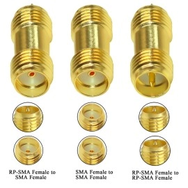 TUOLNK SMA Coupler Barrel Adapter SMA Female to RP-SMA Female RF Connector Kit RF Connector Converter for Antenna Radio Pack of 3
