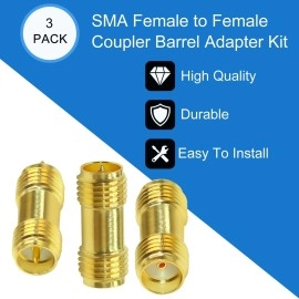 TUOLNK SMA Coupler Barrel Adapter SMA Female to RP-SMA Female RF Connector Kit RF Connector Converter for Antenna Radio Pack of 3