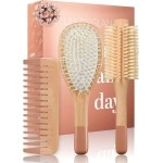 Lily England Wooden Hair Brush Set - Paddle Brush, Round Brush & Comb, Hair Brushes with Soft Bristles, Hairbrushes for Women (Rose Gold)