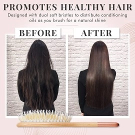 Lily England Wooden Hair Brush Set - Paddle Brush, Round Brush & Comb, Hair Brushes with Soft Bristles, Hairbrushes for Women (Rose Gold)