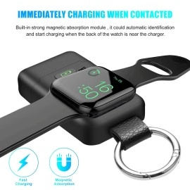 HUOTO Portable Wireless Charger for Apple Watch, iWatch Charger 1400mAh Smart Keychain Power Bank,Portable Magnetic iWatch Charger for Apple Watch Series 9/8/7/6/SE/5/4/3/2/1/UItra/UItra 2
