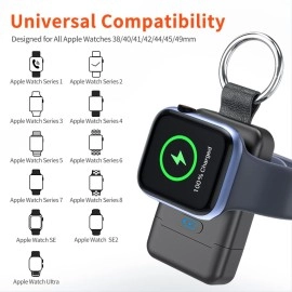 HUOTO Portable Wireless Charger for Apple Watch, iWatch Charger 1400mAh Smart Keychain Power Bank,Portable Magnetic iWatch Charger for Apple Watch Series 9/8/7/6/SE/5/4/3/2/1/UItra/UItra 2