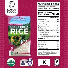 LOTUS FOODS Organic Quick Cook White Rice, 15 OZ
