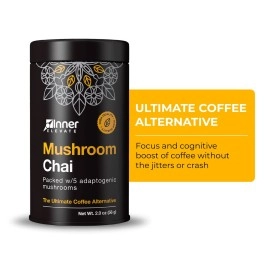 Inner Elevate Mushroom Chai - Ultimate Coffee Alternative - Adaptogenic Mushroom Tea Drink with Lion\'s Mane, Cordyceps, Chaga, Reishi, Turkey Tail (35 Servings)