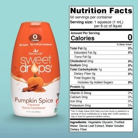 SweetLeaf Sweet Drops - Flavored Stevia Liquid Sweetener, Stevia Extract, Zero Calories, Gluten Free, Keto Friendly, Non GMO, Natural Flavor, Sugar Alternative - Pumpkin Spice, 1.7 Fl Oz (Pack of 1)