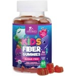 Kids Fiber Supplement Gummies - No Sugar Added 4g Prebiotic Plant-Based Fiber Blend to Support Kids Regularity, Digestive Health & Immune Support - Vegan, Raspberry Flavored Gummy Bears - 60 Gummies