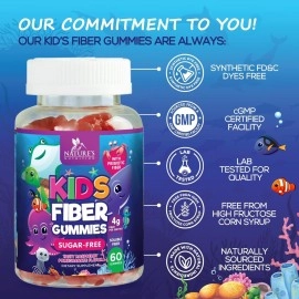 Kids Fiber Supplement Gummies - No Sugar Added 4g Prebiotic Plant-Based Fiber Blend to Support Kids Regularity, Digestive Health & Immune Support - Vegan, Raspberry Flavored Gummy Bears - 60 Gummies