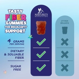 Kids Fiber Supplement Gummies - No Sugar Added 4g Prebiotic Plant-Based Fiber Blend to Support Kids Regularity, Digestive Health & Immune Support - Vegan, Raspberry Flavored Gummy Bears - 60 Gummies