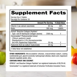 Webber Naturals Collagen30 with Ceramides, Bioactive Collagen Peptides, 120 Tablets, Hydrating Glow, Helps Improve Skin Hydration, Elasticity & Smoothness, Non GMO, Dairy & Gluten Free