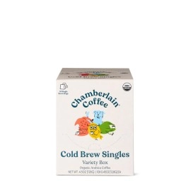 Chamberlain Coffee Variety Box Single Serve Bags - Includes 5 Blends, Original Family, Early Bird, Night Owl, Careless Cat and Social Dog Blends - 10 Single Serve Cold Brew Sachets