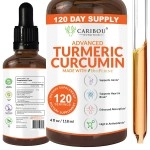 Liquid Turmeric Curcumin with Bioperine For Enhanced Absorption - Turmeric Curcumin Supplement For Joint Support & Anti Inflammatory Support - Turmeric Extract with Black Pepper - 2 Month Supply - 4oz