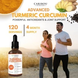 Liquid Turmeric Curcumin with Bioperine For Enhanced Absorption - Turmeric Curcumin Supplement For Joint Support & Anti Inflammatory Support - Turmeric Extract with Black Pepper - 2 Month Supply - 4oz