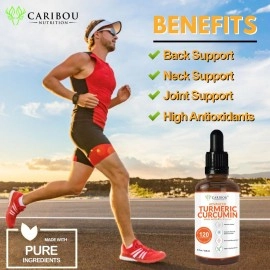 Liquid Turmeric Curcumin with Bioperine For Enhanced Absorption - Turmeric Curcumin Supplement For Joint Support & Anti Inflammatory Support - Turmeric Extract with Black Pepper - 2 Month Supply - 4oz