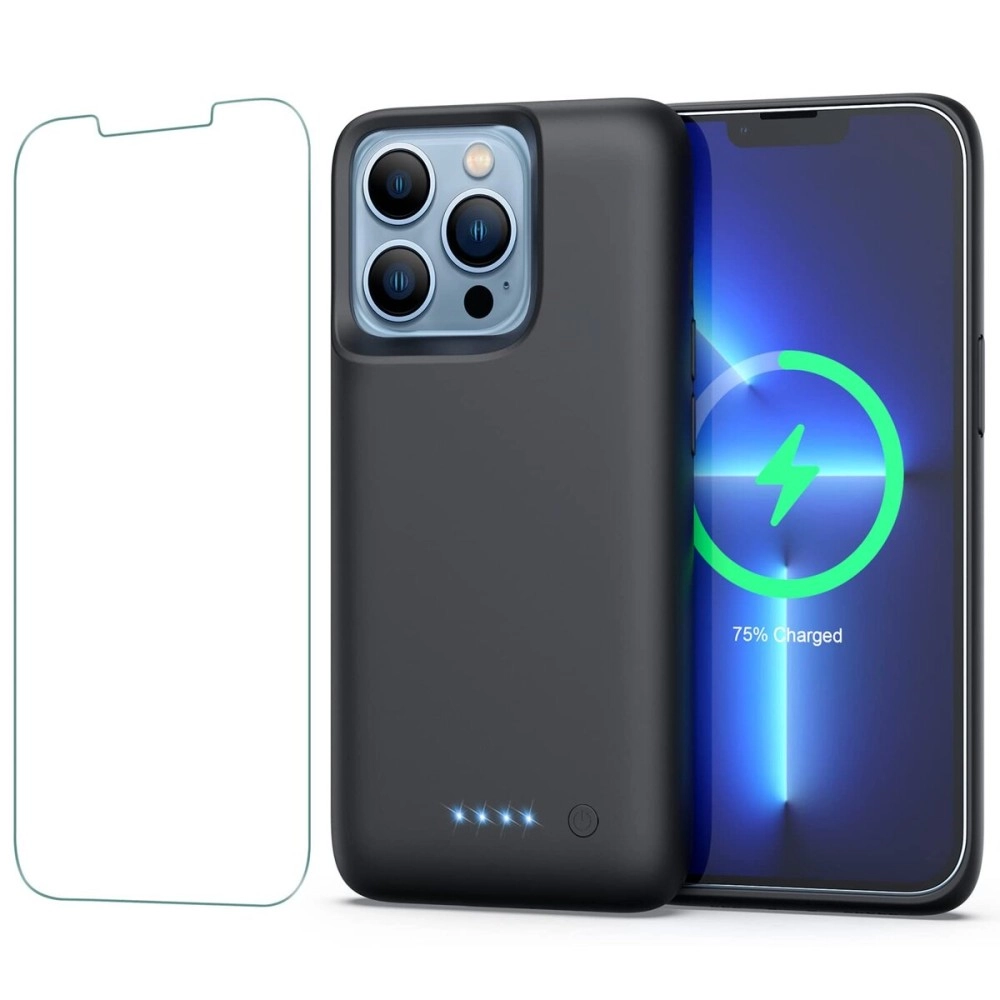 Feob Battery Case for iPhone 13/13 Pro[6.1 inch], 7500mAh Portable Charger Case Extended Battery Pack for iPhone 13/13 Pro Charging Case-[Black]