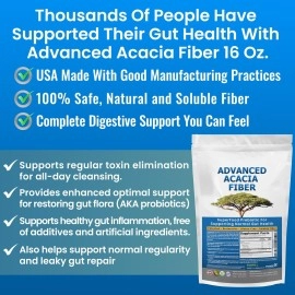 Advanced Acacia Fiber Powder 2.5 Ibs (40oz) Organic Soluble Fiber Leaky Gut Repair Powder. Natural Supplement Prebiotic for Gut Repair