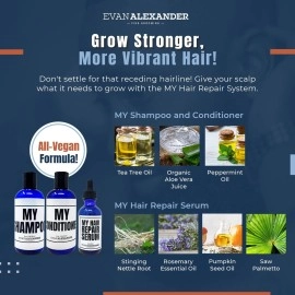 Evan Alexander Fine Grooming MY Hair Repair System for Men - Supports Hair Growth and Nourishes the Scalp - Shampoo, Conditioner, and Hair Growth Oil and Follicle Booster Set