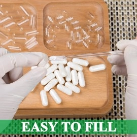 wananfu Size 0 Empty Capsules Vegetarian (100 Count) Bundle with Micro Lab Spoon, Clear Fillable Veggie Pill Capsules Size 0 for Making Your Own Supplements