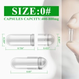 wananfu Size 0 Empty Capsules Vegetarian (100 Count) Bundle with Micro Lab Spoon, Clear Fillable Veggie Pill Capsules Size 0 for Making Your Own Supplements