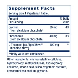 Life Extension Theanine XR Stress Relief - L-Theanine - Promotes a Calm Response to Daytime Stress - Non-GMO, Gluten-Free, Vegetarian - 30 Tablets