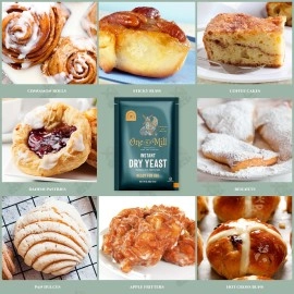 One in a Mill Instant Dry Yeast Packets | Fast Acting Self Rising Yeast for Baking Bread, Cake, Pizza Dough Crust | Kosher | Quick Rapid Rise Leavening Agent for Pastries | 12 Packets