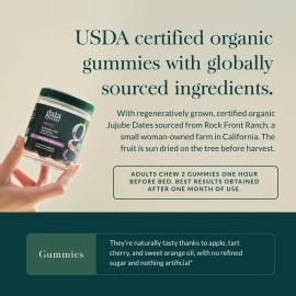 Gaia Herbs Organic Sleep Gummies, Sleep Support, Ashwagandha, Organic Reishi Mushroom, Passionflower, USDA Certified Organic, Non-GMO, Gluten Free, Vegan, 40 Count