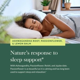 Gaia Herbs Organic Sleep Gummies, Sleep Support, Ashwagandha, Organic Reishi Mushroom, Passionflower, USDA Certified Organic, Non-GMO, Gluten Free, Vegan, 40 Count