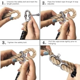 SELEWARE Tree Swing Rope Hammock Tree Straps hanging Kit, Adjustable Rope Fast & Easy to Hang Hammock Chair Swing for Indoor Outdoor Tree Branch Camping Playground Accessories (Beige, 60 Inch, 1 Pack)