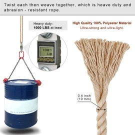 SELEWARE Tree Swing Rope Hammock Tree Straps hanging Kit, Adjustable Rope Fast & Easy to Hang Hammock Chair Swing for Indoor Outdoor Tree Branch Camping Playground Accessories (Beige, 60 Inch, 1 Pack)