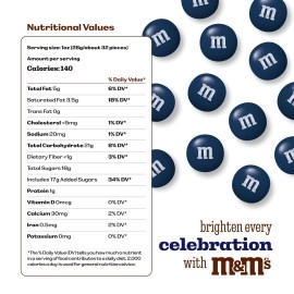M&MS Dark Blue Milk Chocolate Candy, 5lbs of M&M\'S in Resealable Pack for Candy Bars, Birthday Parties, Graduations, Congrats Celebrations & DIY Party Favors