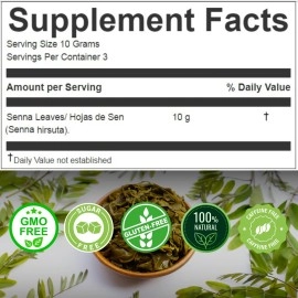 Hanan Senna Leaves (Sen) - Loose Leaf Herbal Tea for Constipation & Weight Loss - 1.1 oz (30 g) All-Natural Wooly Senna Dried Herbs from Peru for Detox, Laxative, Slimming and to Cleanse Bowels