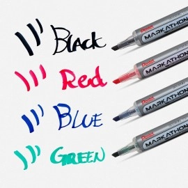 Pentel Markathon Pump Dry Erase Marker, Chisel Tip, Assorted Colors, 4 Pack with Eraser (MWL6SXBP4MKIT)