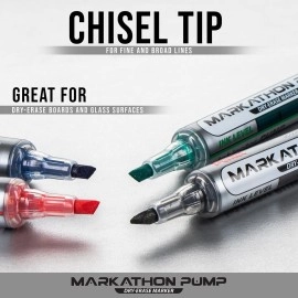 Pentel Markathon Pump Dry Erase Marker, Chisel Tip, Assorted Colors, 4 Pack with Eraser (MWL6SXBP4MKIT)