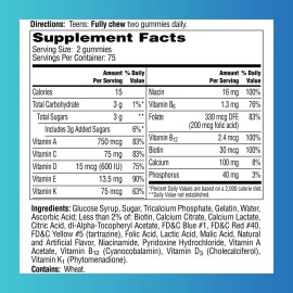 ONE A DAY Teen for Him Multivitamin Gummies, Gummy Multivitamins with Vitamin A, C, D, E and Zinc for Immune Health Support, Physical Energy & More, 150 Count