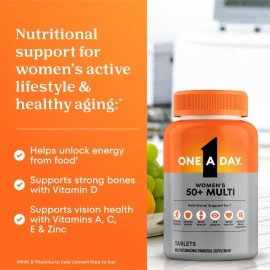 ONE A DAY Womens 50+ Healthy Advantage Multivitamins, Supplement with Vitamins A, C, E, B1, B2, B6, B12, Vitamin D and Calcium, 200 Count